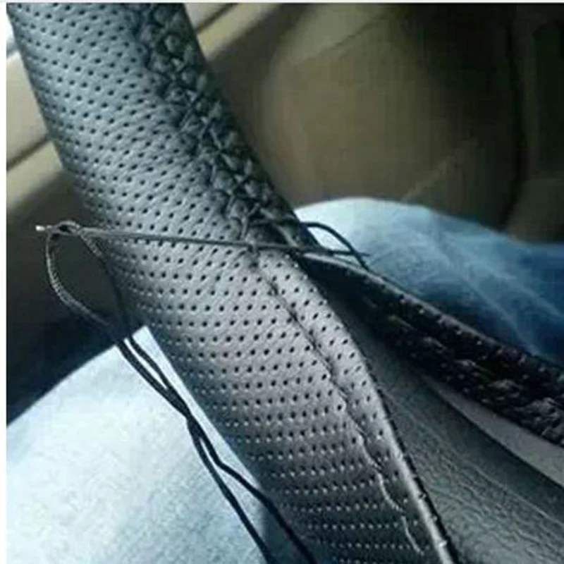 Оплетка для руля 38 см коса из искусственной кожи с иглами и ниткой текстуры