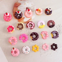 30pcs anime kawaii doughnutcakedessert flatback resin miniatures toys diy crafts phone shell patch arts kids hair