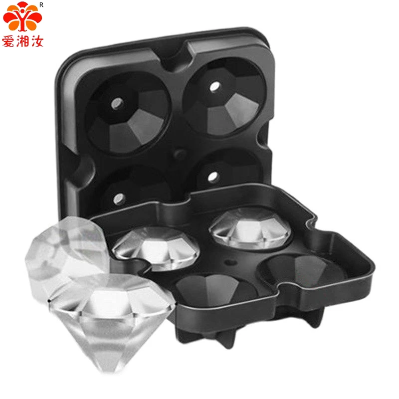 Ice Mold Silicone Rubber Diamond Alligator Black 4 Pack Personalized Bar Cocktail Accessories Maker Ice Cube Tray