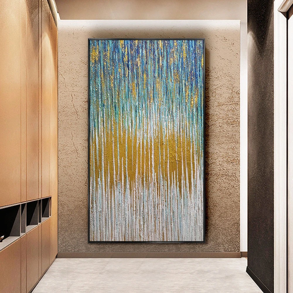 

Bright home decoration painting hand-painted oil painting abstract gold foil starry sky meteor texture canvas painting porch art