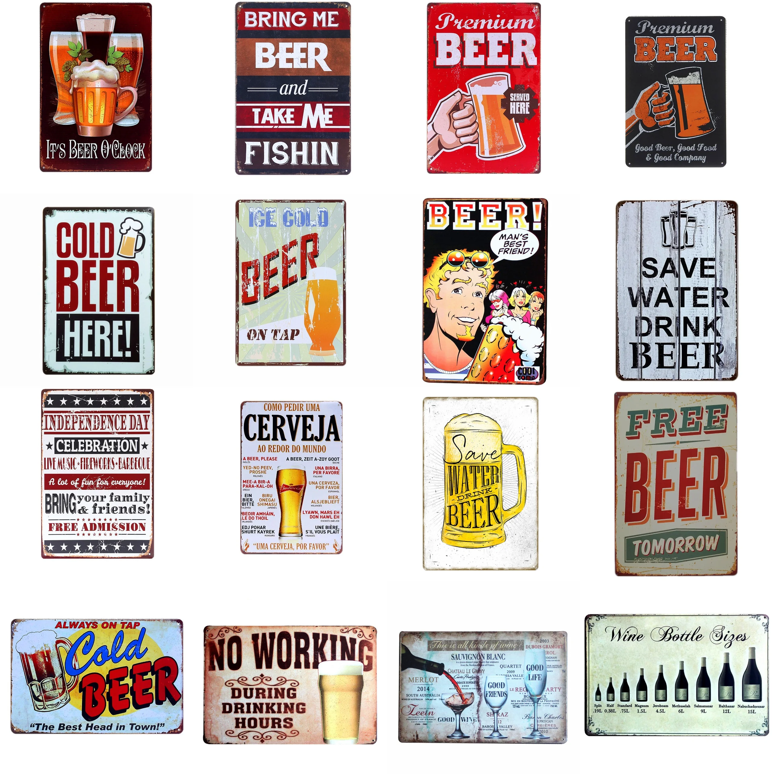 

Funny Tin Signs Cold Beer Here metal tin plate retro Plaque Iron Painting Man Cave Wall Stickers Retro Pub Cafe Bar Art Poster