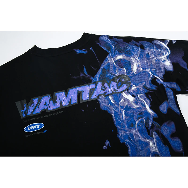 Футболка мужская с принтом синего пламени уличная одежда модная хипстерская