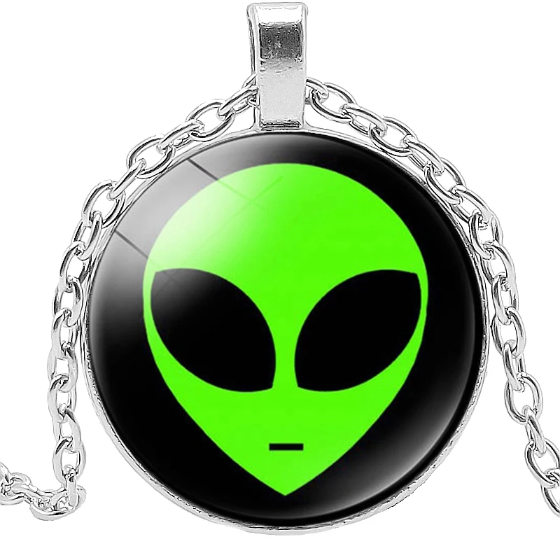 

Fashion Day Alien Alien Alien Glass Cabochon Pendant Necklace Children Necklace Sweater Chain Jewelry Gift