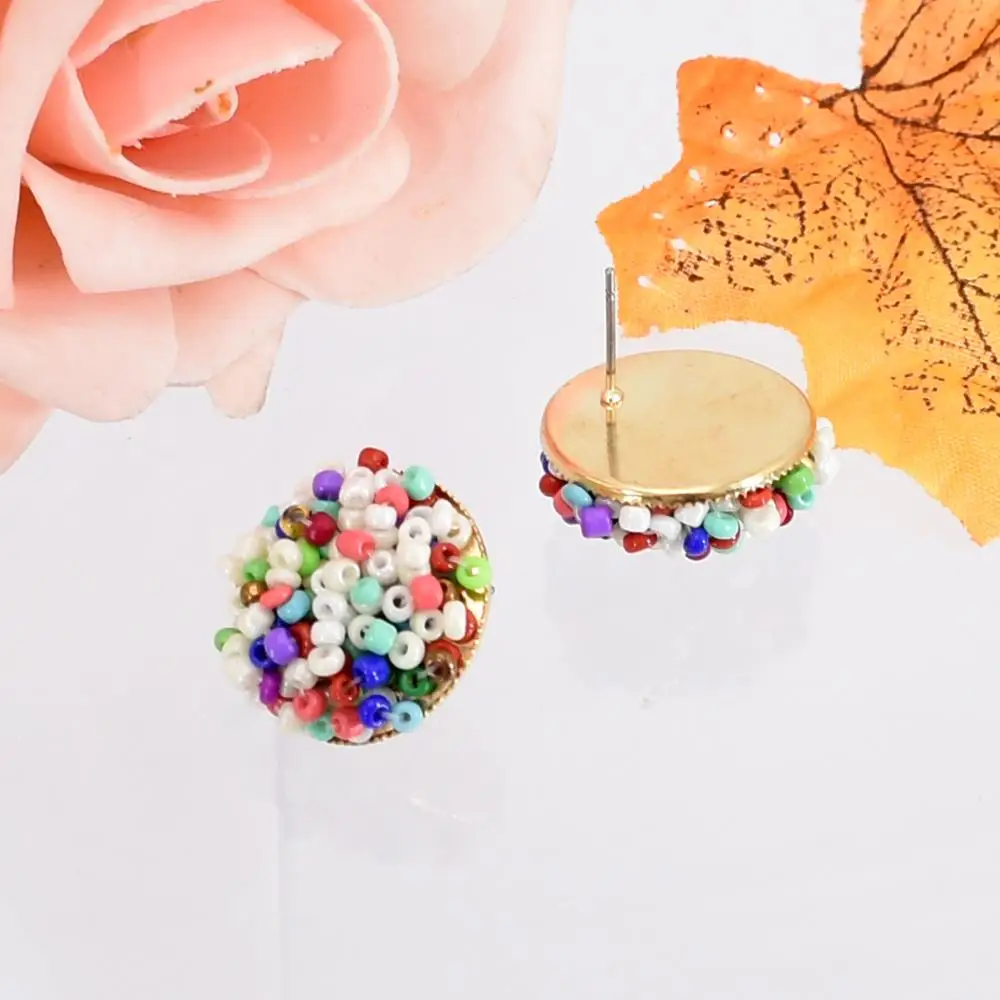Богемные красочные серьги гвоздики из полимерных бусин для женщин и девушек