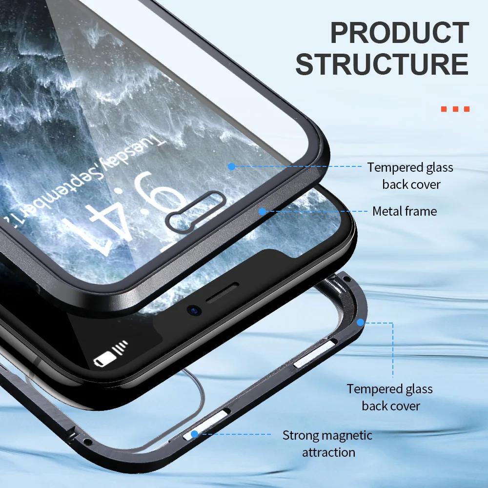KISSCASE Magnetic King Glass Phone Case For iPhone 11 Pro MAX Tempered Cases XR 7 8 6 6S Plus X XS Back Covers |