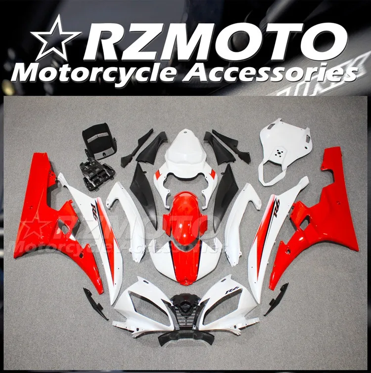

4Gifts Injection Mold New ABS Whole Fairings Kit Fit for YAMAHA YZF-R6 R6 06 07 2006 2007 Bodywork Set White Red