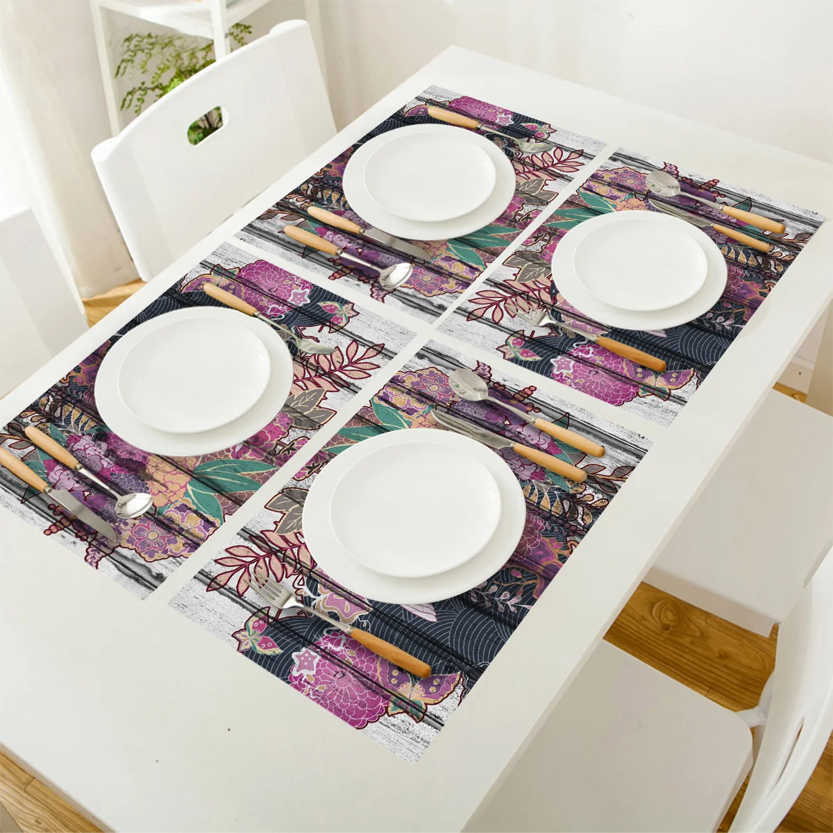 4/6 шт древесины весенний цветок кран Кухня набор столовых ковриков подкладок