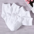 Хлопковые однотонные Дышащие носки белого цвета для мальчиков и девочек, 5 пар