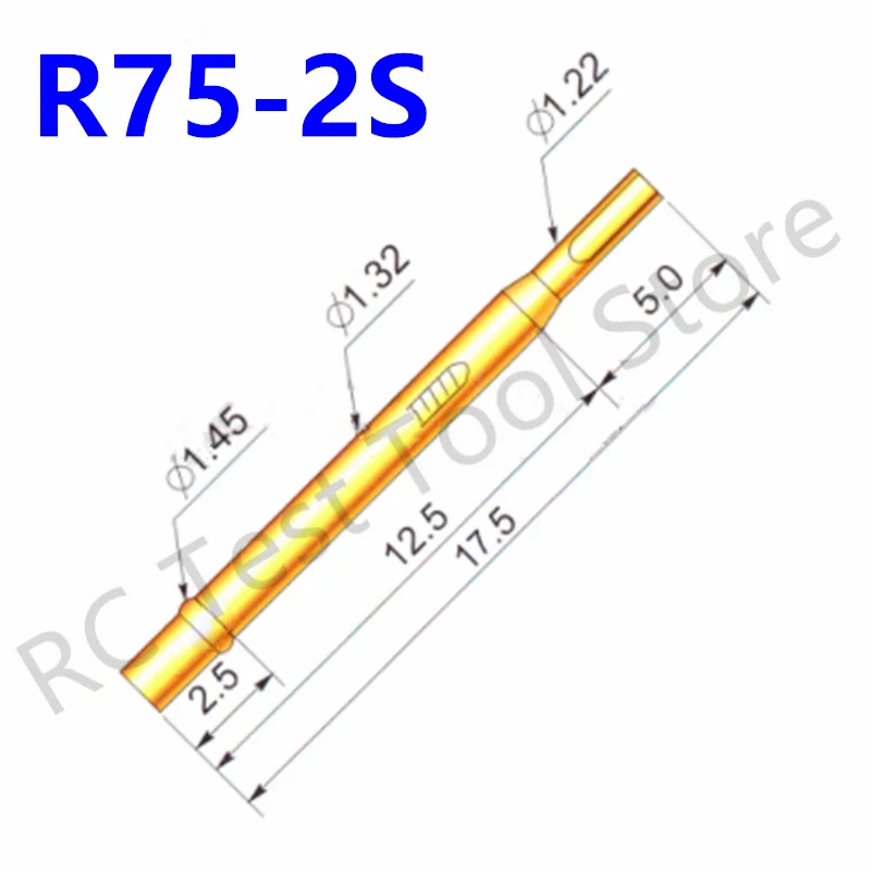 100 шт. R75-2S латунная трубка позолоченная пружинная пробирка диаметр 1 32 мм Длина 26 2