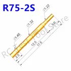 100 шт. R75-2S латунная трубка, позолоченная пружинная пробирка, диаметр 1,32 мм, Длина 26,2 мм, плоская головка, пружинный щуп, электроинструмент