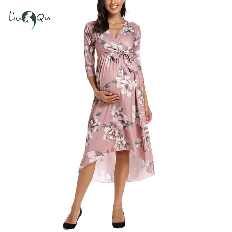 Женское элегантное платье с v-образным вырезом для беременных необычное