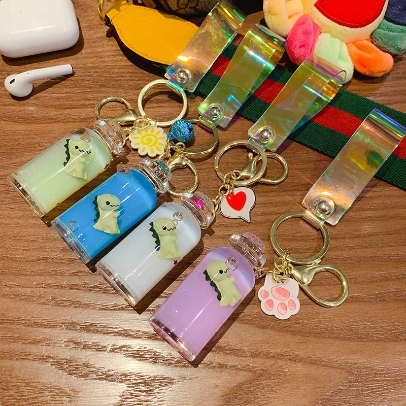 Горячий движущийся брелок с жидкостью милый динозавр зыбучие пески брелоки в