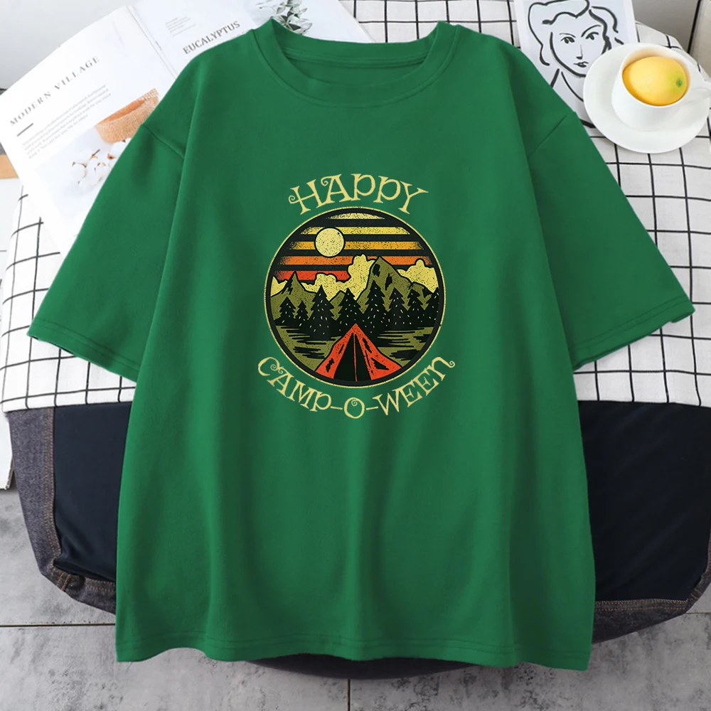 

Happy Xamp-O-Ween Printed Womens T-Shirts Loose Home Short Sleeved Creativity Quality Tee Shirts Casual Breathable Tshirts Woman