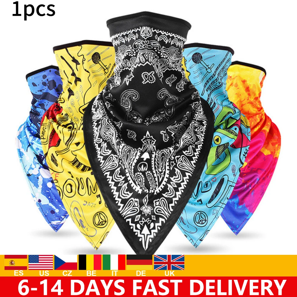 Треугольная бандана шарфы для лица Висячие ушные трубки шарф ледяной шелк шейный