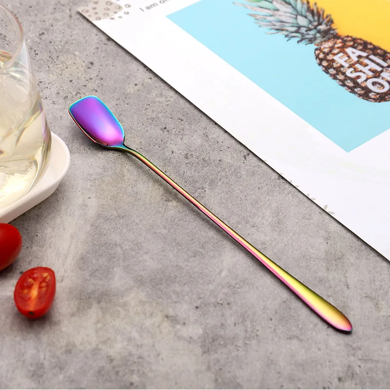 

5pcs/Set Stainless Steel Scoop Long Handle Ice Scoop Bar Bartending Scoop Square Head Ice Cream Stirring Scoop