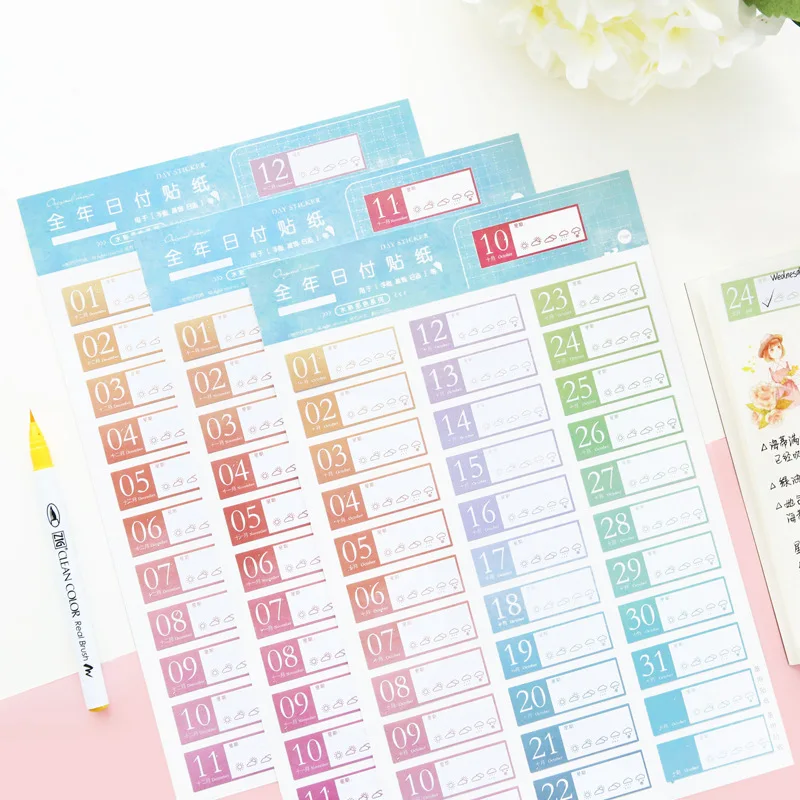 2021 недатированный DIY 365 дней указательный бумажный стикер 190 мм * 290