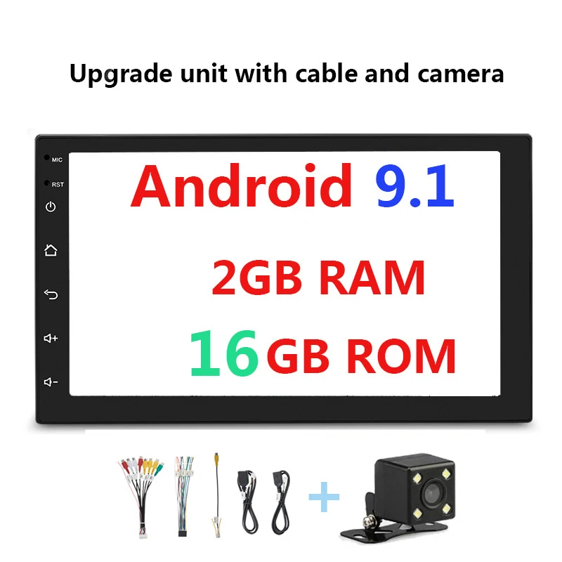 Up16 w Acces. Cam Универсальное Авто Радио Android 8,1/9,1 2 Din автомобильное радио 7 дюймов видео аудио стерео 2Din Bluetooth Mp5 Мультимедиа Gps Wifi 45 - Цвет: Up16 w Acces. Cam