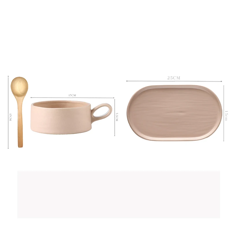 

Nordic Ceramic Oatmeal Breakfast Milk Bowl with Tray Modern Home Brewed Cereal Fruit Salad Yogurt Dessert Bowl Kitchen Tableware