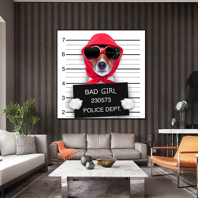 Холст животные Постер и принты тюрьма плохая собака картинки современное