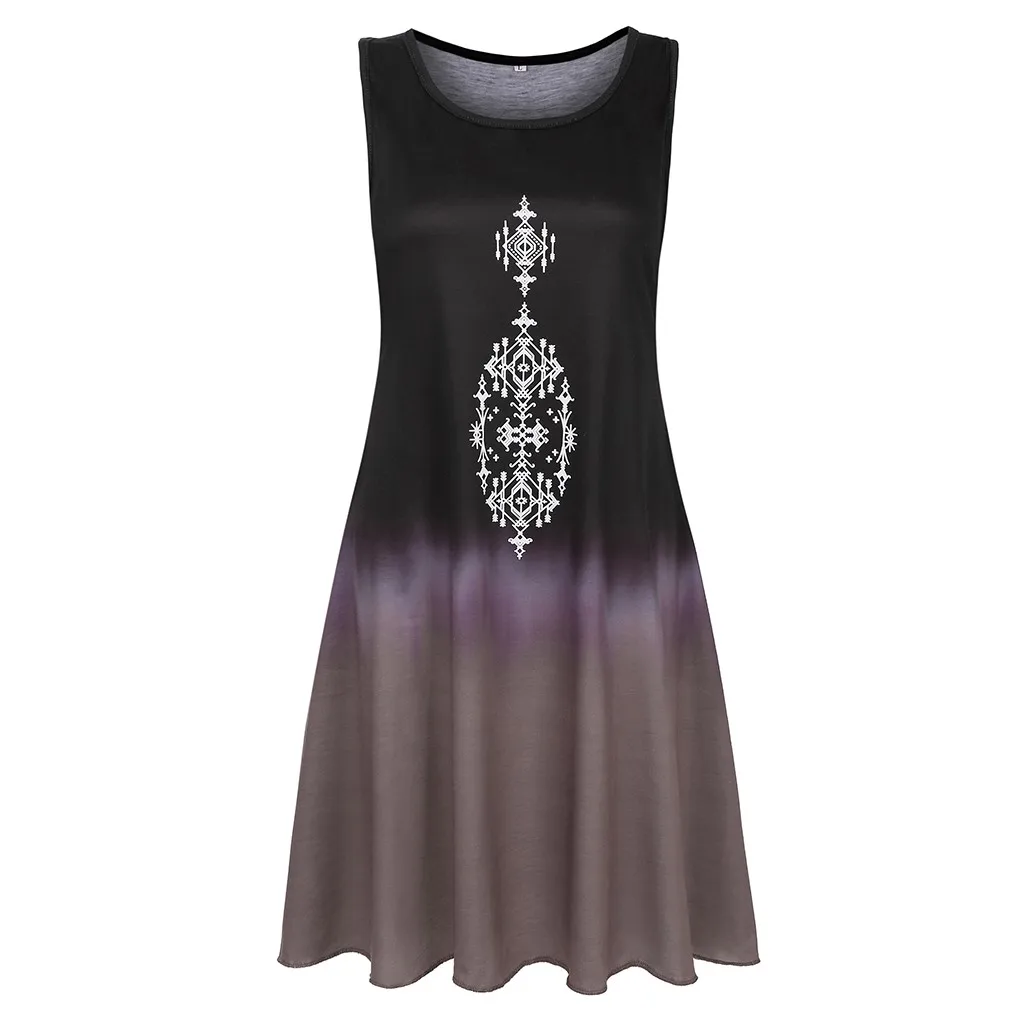 Женское облегающее платье без рукавов в стиле ретро с этническим принтом |