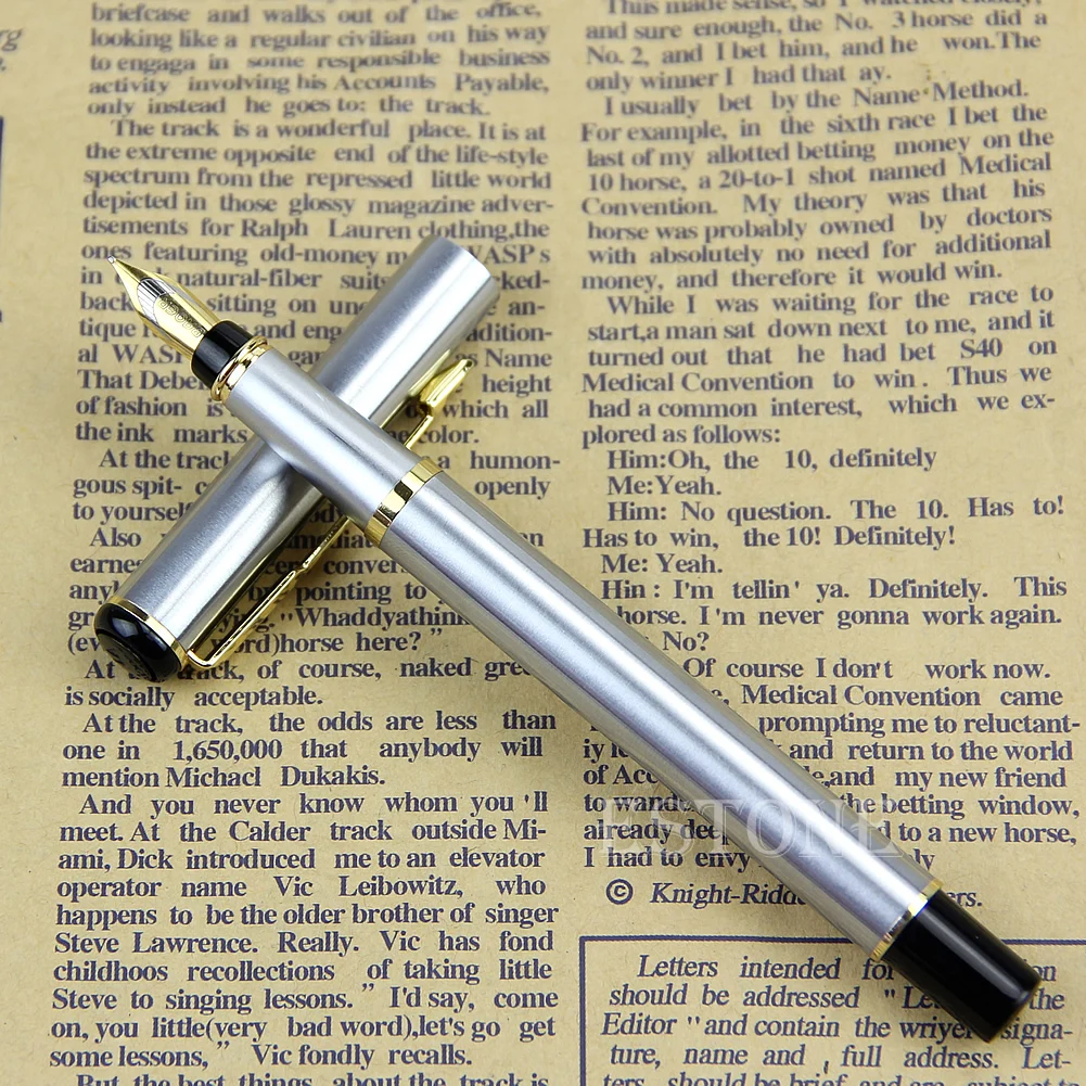 

Baoer 801 Stainless Steel Metal Medium Nib Fountain Pen Student Office Writing