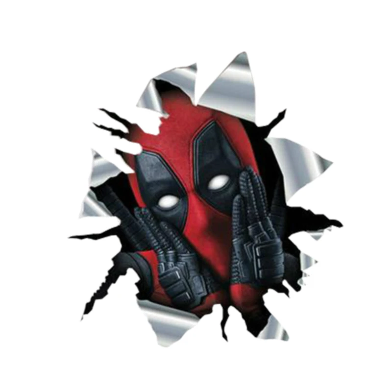 

13cm X 12cm for Deadpool Car Sticker Funny Car Stickers Torn Metal Bumper Decal Window Trunk Animal 3D Car Styling
