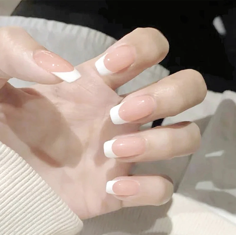24 шт. накладные ногти с обнаженными розовыми французскими белыми