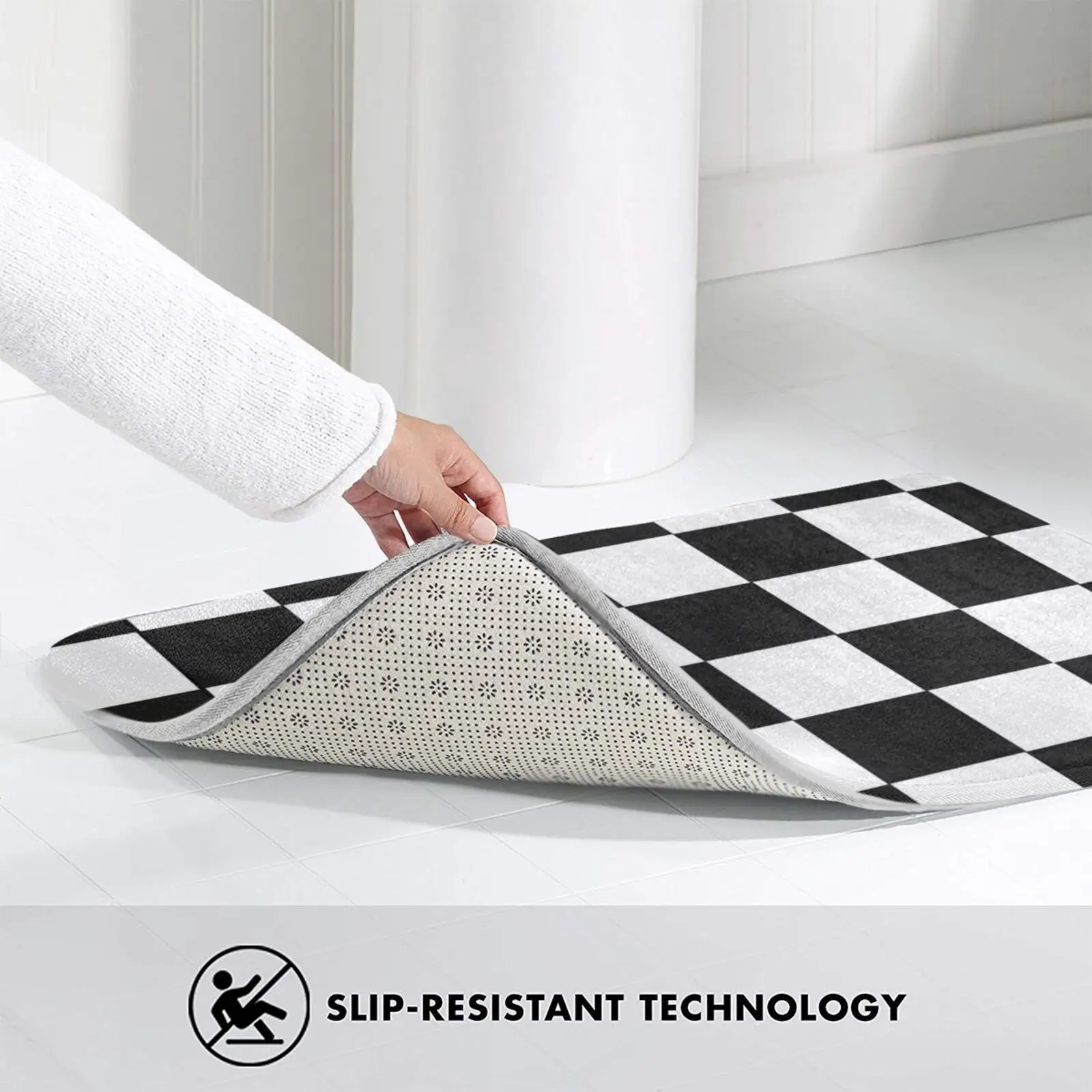 Шахматный коврик с узором в клетку нескользящий стильный маленький для спальни