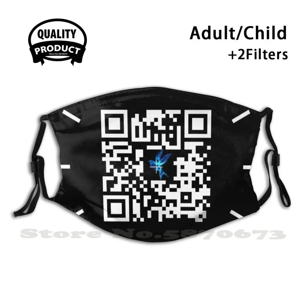 Открывающаяся противопылевая аниме маска с Qr кодом для мужчин женщин детей