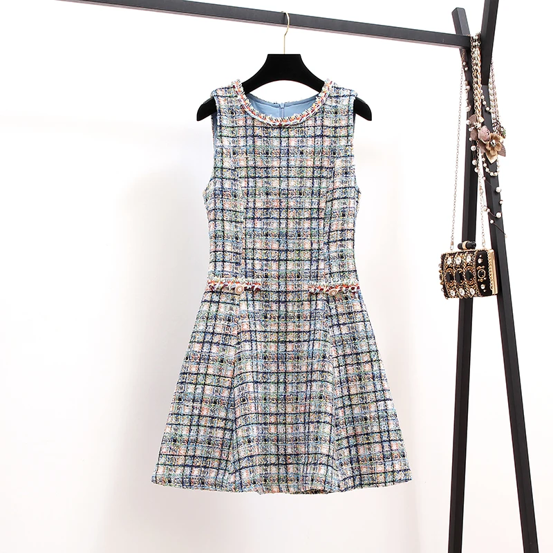 Модный Роскошный твидовый комплект 2019 осенне зимний элегантный женский с синим