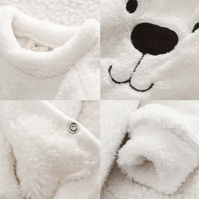 

Winter Baby Boy Girl Clothes Long Sleeve Cashmere Bear Cartoon Baby Rompers Jumpsuit Costumes Newborn For 0-24M