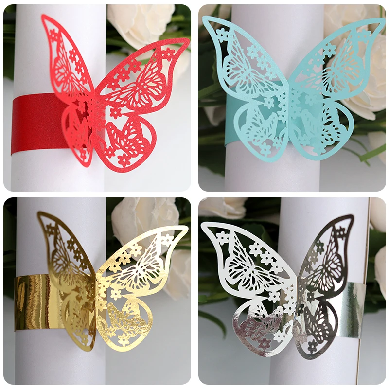 50 шт. бумажные кольца для салфеток в форме бабочки 10 цветов | Дом и сад