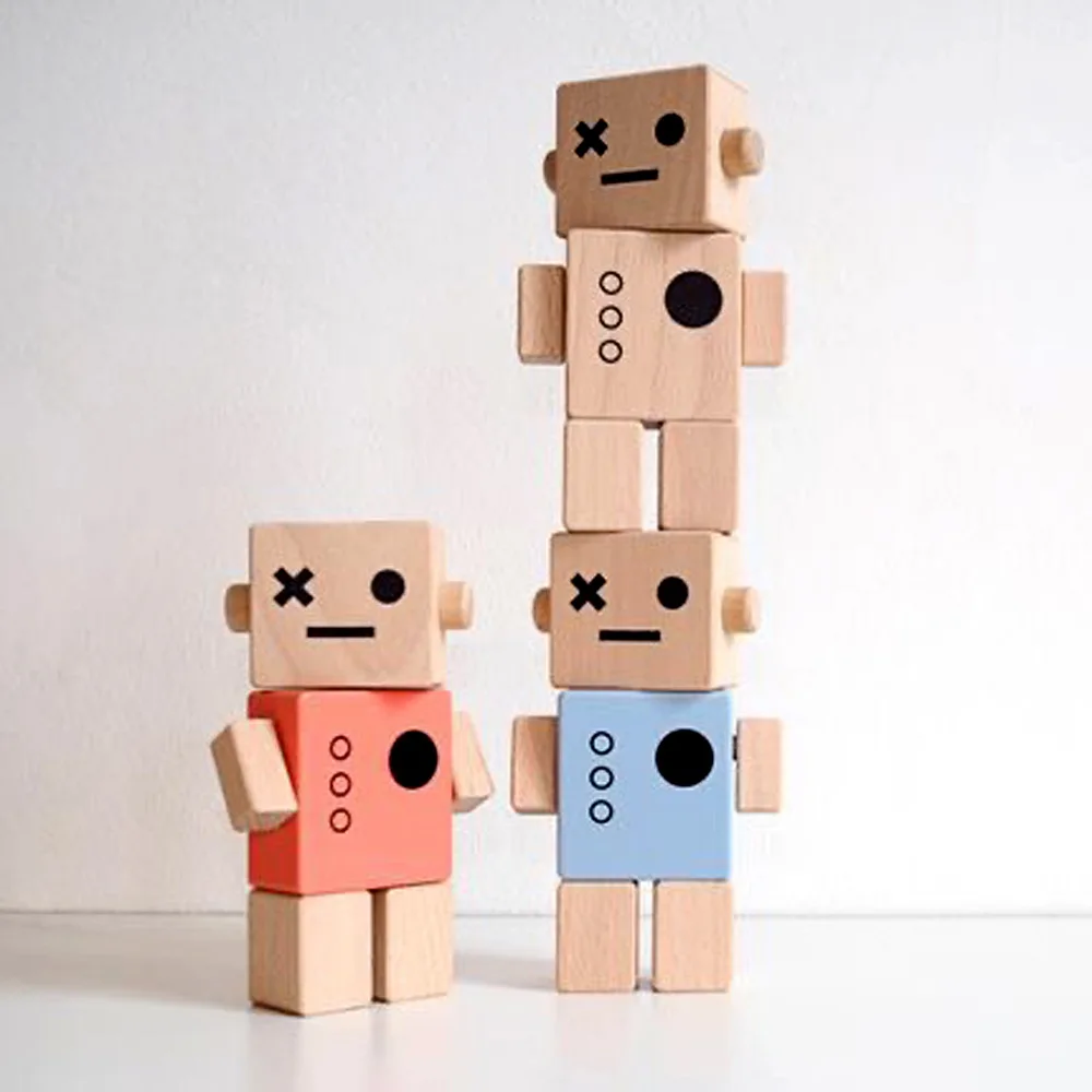 

Nordic Creative Sclupture Wood Color Wooden Hanging Robot Bookshelf Ornaments Desk Home Decor Toy Miniatures Figures Gift