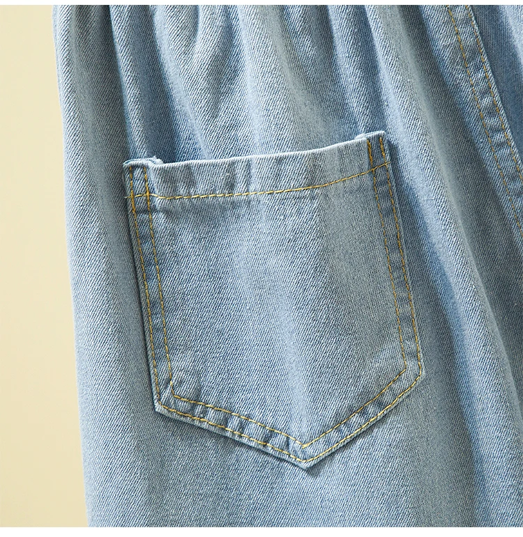 

Plus Size 5XL 2021 Summer Women's Denim Shorts High Waist With Pockets Straight Leg Blue Casual Bottoms