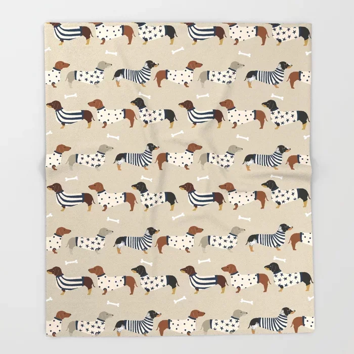 

Dog Animal Cartoon Throw Blanket Cute Kids Design Dachshund doxie sweaters Blankets for Beds Christmas Decorations for Home