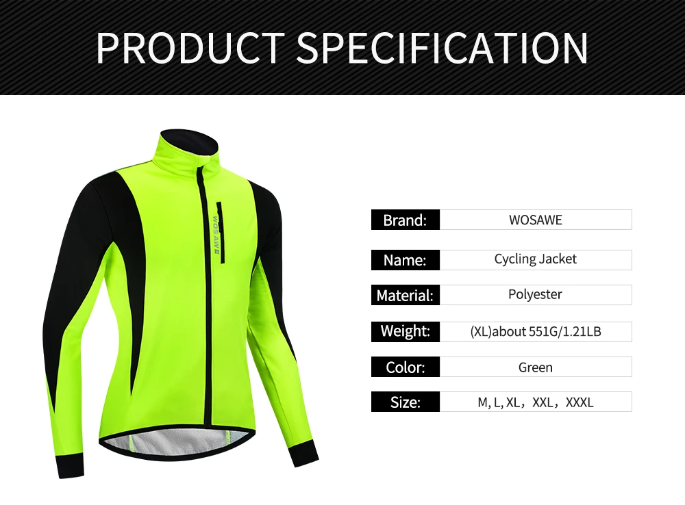 Теплая велосипедная куртка WOSAWE зимняя ветрозащитная ветровка водоотталкивающая
