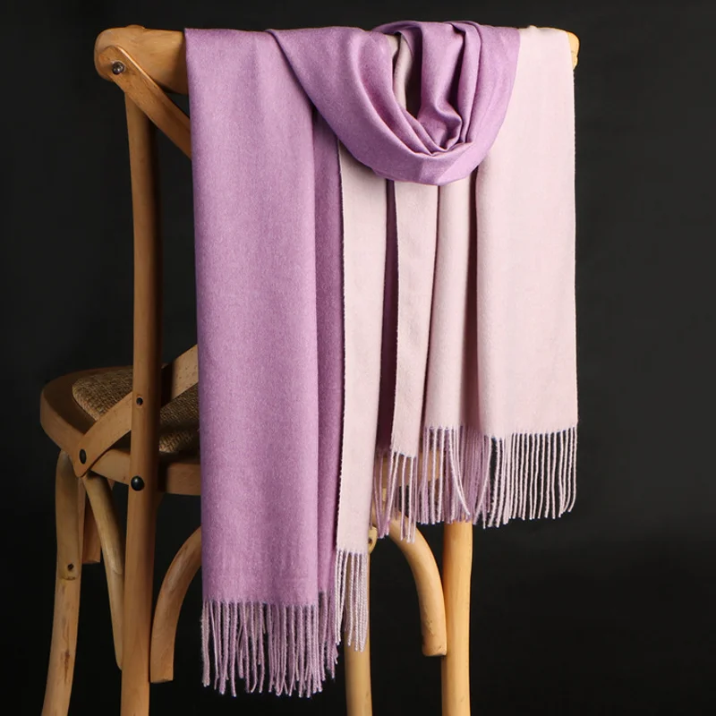 Двусторонний кашемировый шарф женская зимняя шаль с кисточками в Корейском