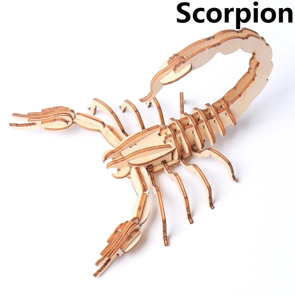 Scorpion Детские игрушки Монтессори 3D головоломка DIY деревянная головоломка насекомое Животное ручной работы развивающие сборные игрушки подарки для детей - Цвет: Scorpion