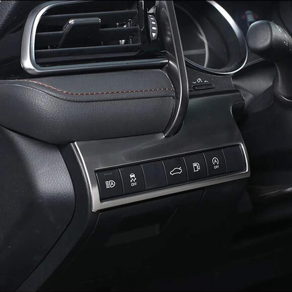 

For Toyota Camry 2017 2018 2019 XV70 8th Car styling Stainless Steel Car Headlights Luggage Tank Control Switch Trim Cover