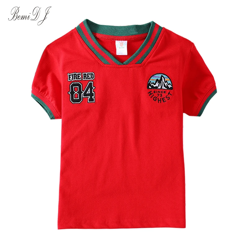 

2021 New Summer Baby Clothing Baby Girl Boys Cotton T-Shirt V-Neck Short Sleeve Top Tees For Kids Letter Numbers striped Shirt