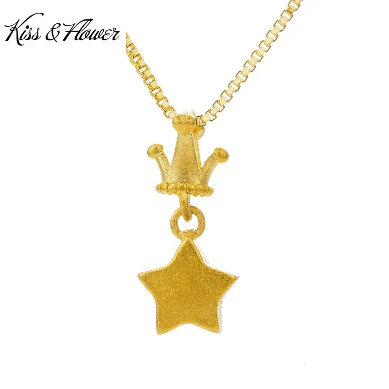 

KISS&FLOWER PD03 Fine Jewelry Wholesale Fashion Woman Girl Mother Birthday Wedding Gift Crown Star 24KT Gold Pendant NO CHAIN