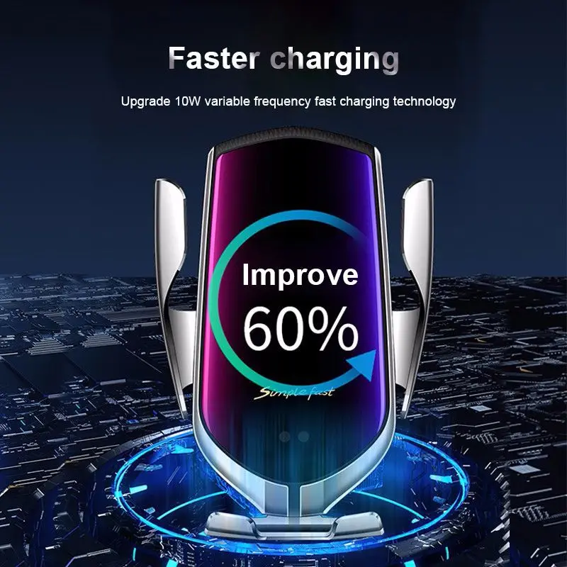 R1 serrage automatique 10 Вт поддержка voiture chargeur беспроводной capteur infrarouge intelligent Qi gps prise d'air поддержка