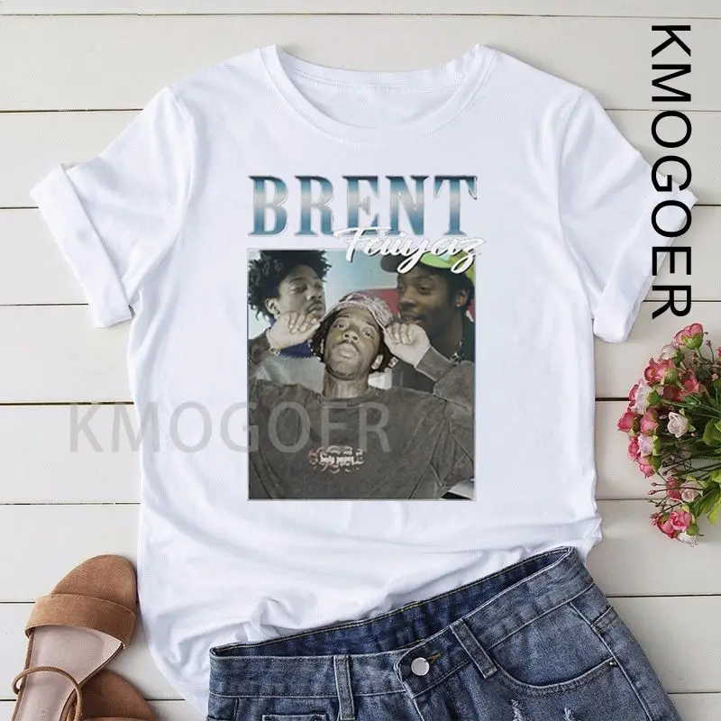 

Женская футболка Брента Faiyaz в стиле Харадзюку, летняя Модная белая футболка в стиле хип-хоп с коротким рукавом, одежда для женщин, топы, 2021