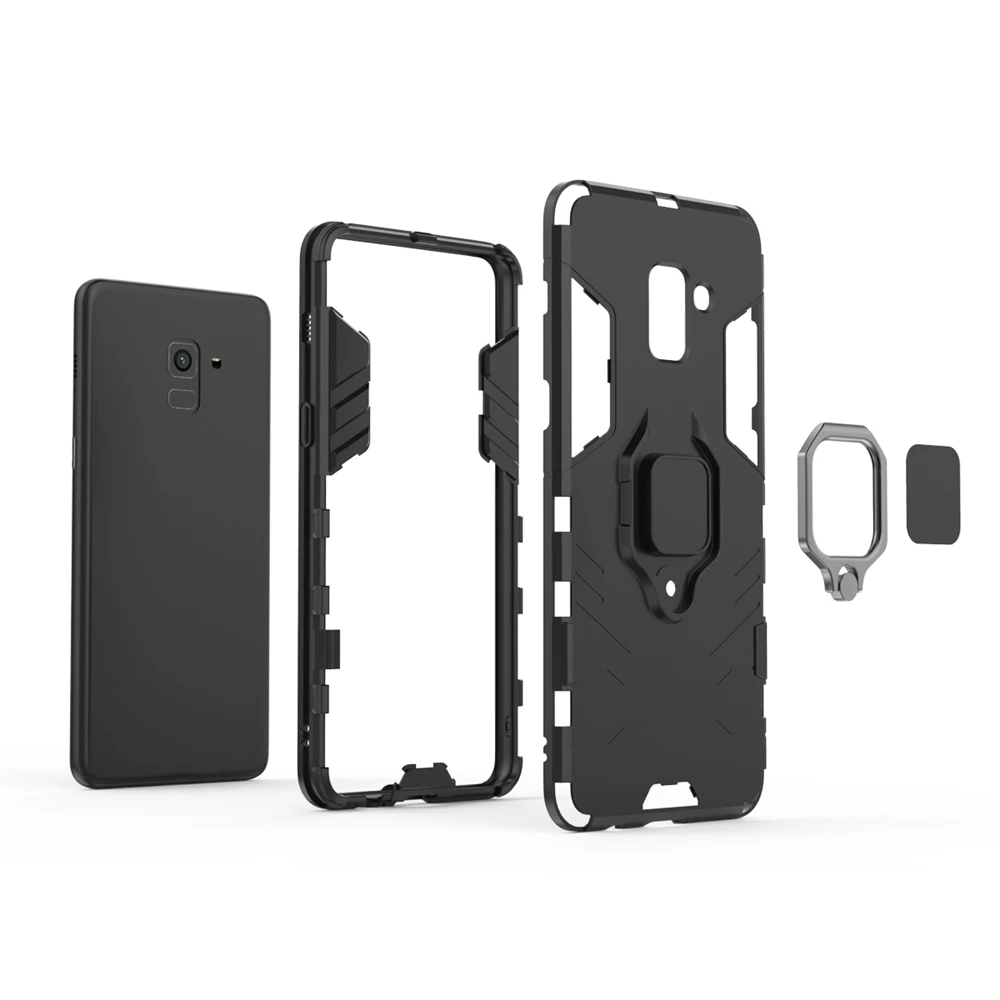 

UFlaxe Hard Case for Samsung Galaxy A7 A8 Plus A9 2018 A2 Core A70e Car Mount Magnetic Bracket Ring Stand Shockproof Cover ZG