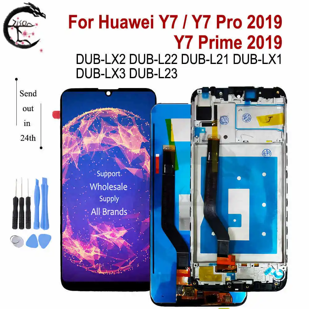 ЖК-дисплей с рамкой для Huawei Y7 Pro Prime 2019, Женская яркость, Женская яркость, L21, Y7 2019, сенсорный экран с цифровым преобразователем в сборе