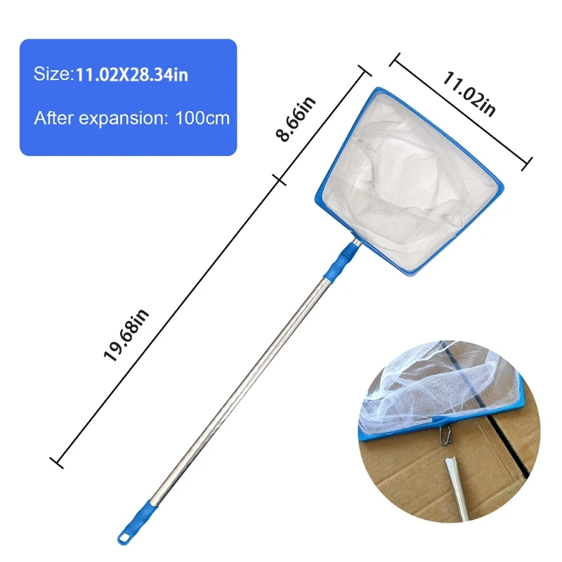 

157A Scalable Fine Mesh Swinging Pool Leaf Skimmer Net Detachable Large Capacity Skimmer Above Ground Pool Maintenance Pools Hot