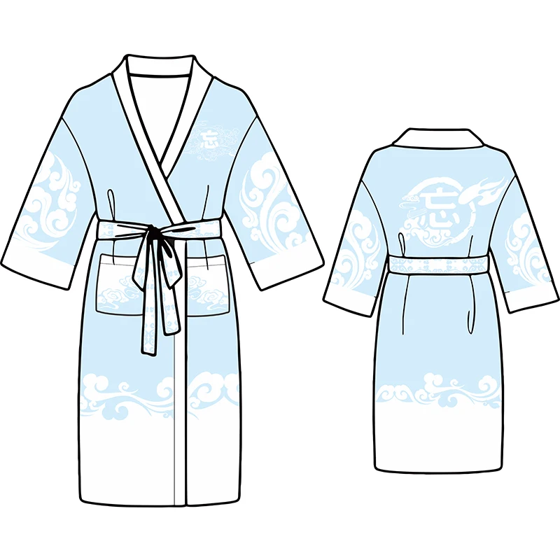 Lan wangji Grandmaster of Demonic культивирование MDZS Косплей Lan wangji Wei wuxian пижамы зимние мужские и женские халат унисекс Домашняя одежда ночная одежда - Цвет: Lan wangji