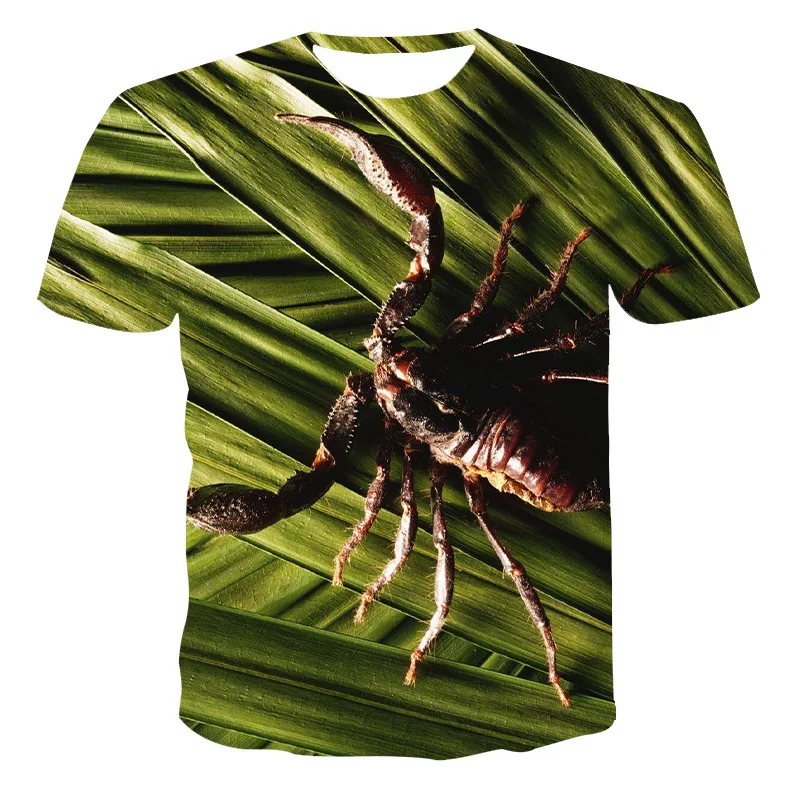 

2021 Summer T-Shirt Unisex Short-Sleeved 3D Printing T-Shirt Insect Series Spider Theme Round Neck Pullover XXS-6XL Wholesale