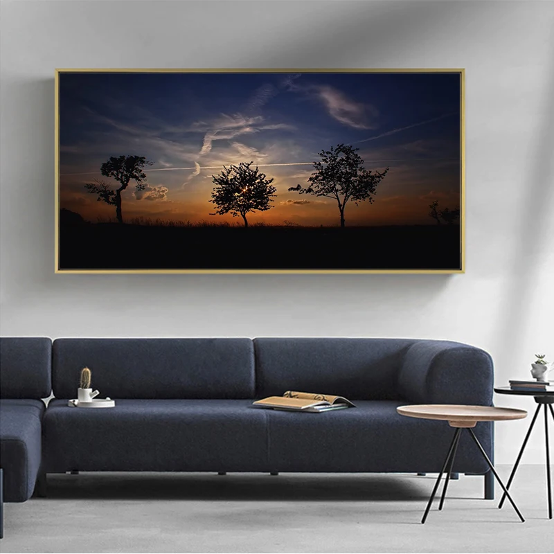 Фон заката освещение в вечернее закате небо Картина на холсте настенная живопись