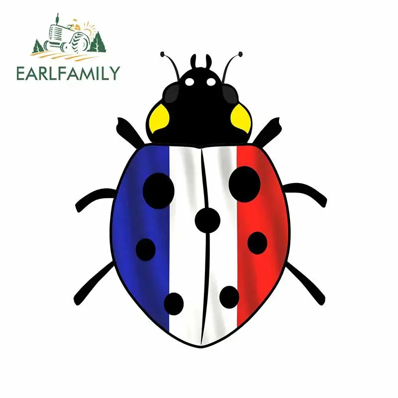 EARLFAMILY 13 см x 11 1 Забавный дизайн божьей коровки с французским флагом внешняя
